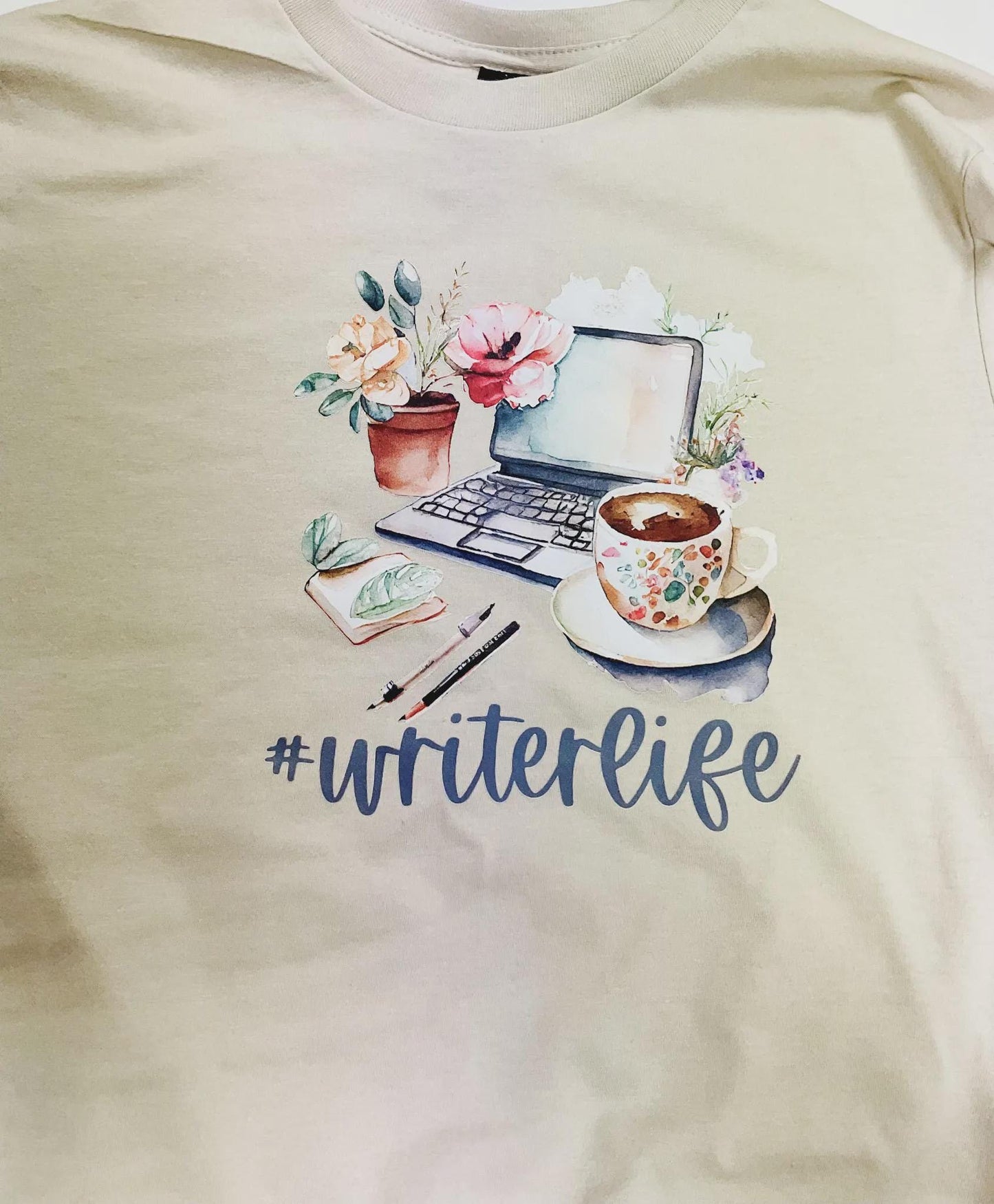 Writer Life T-Shirt, sand graphic tee