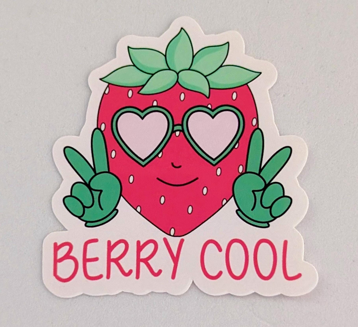 Berry Cool Strawberry Die Cut Sticker