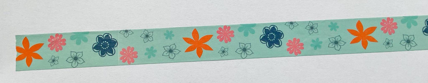 Bold Floral Washi Tape, Decorative Paper Tape, 15mm