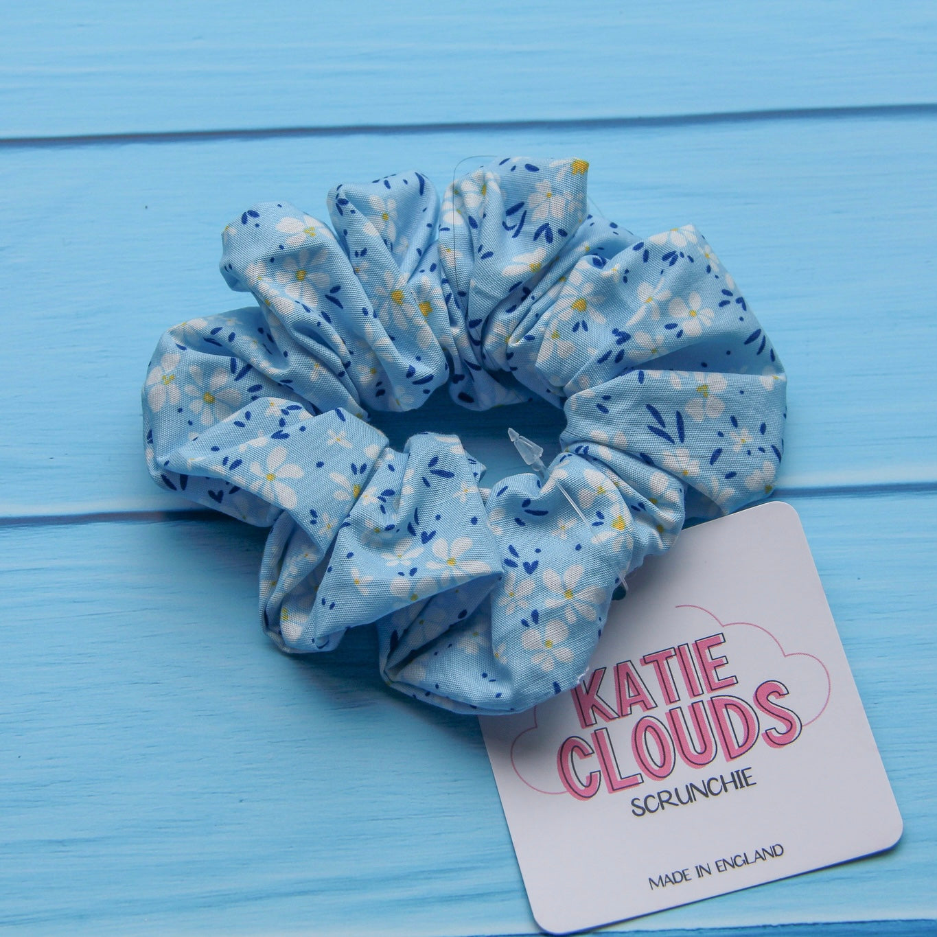 Blue Ditsy Floral Scrunchie