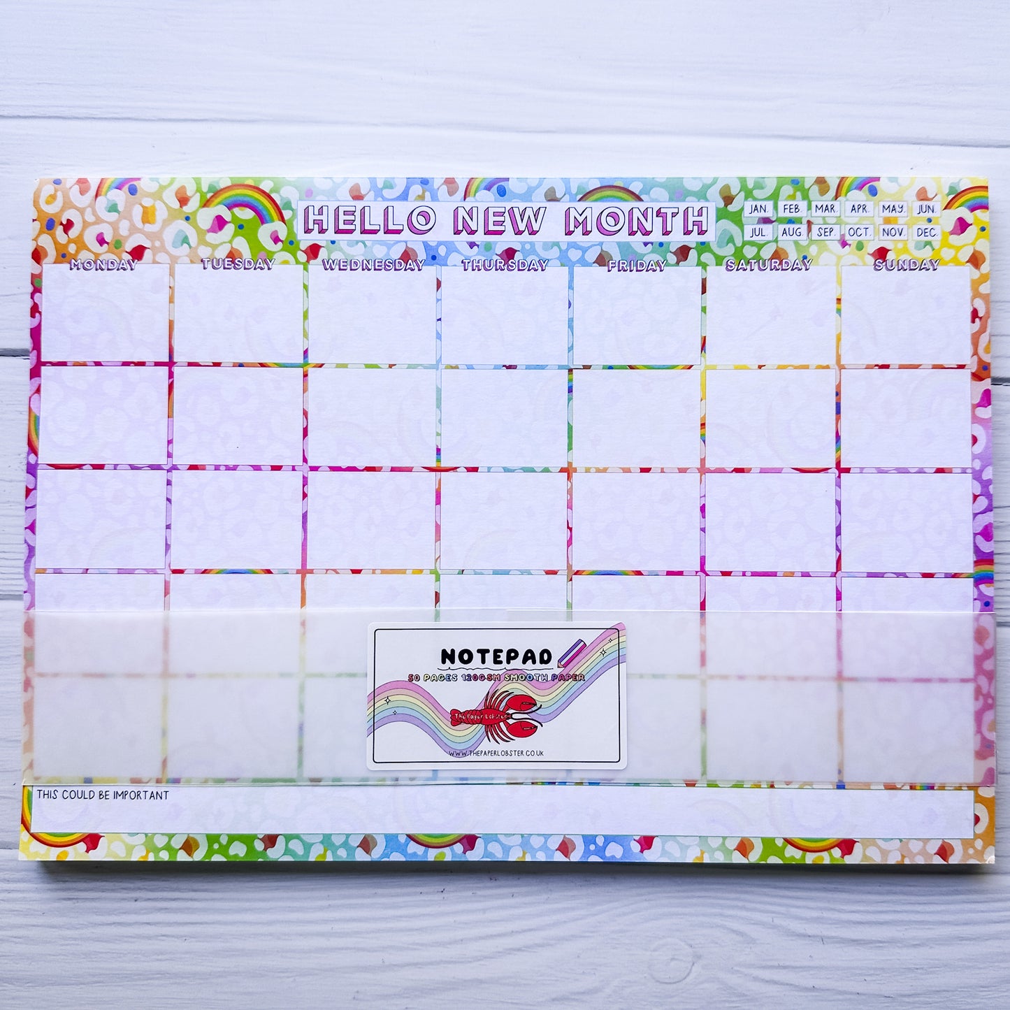 Rainbow A4 Monthly Deskpad