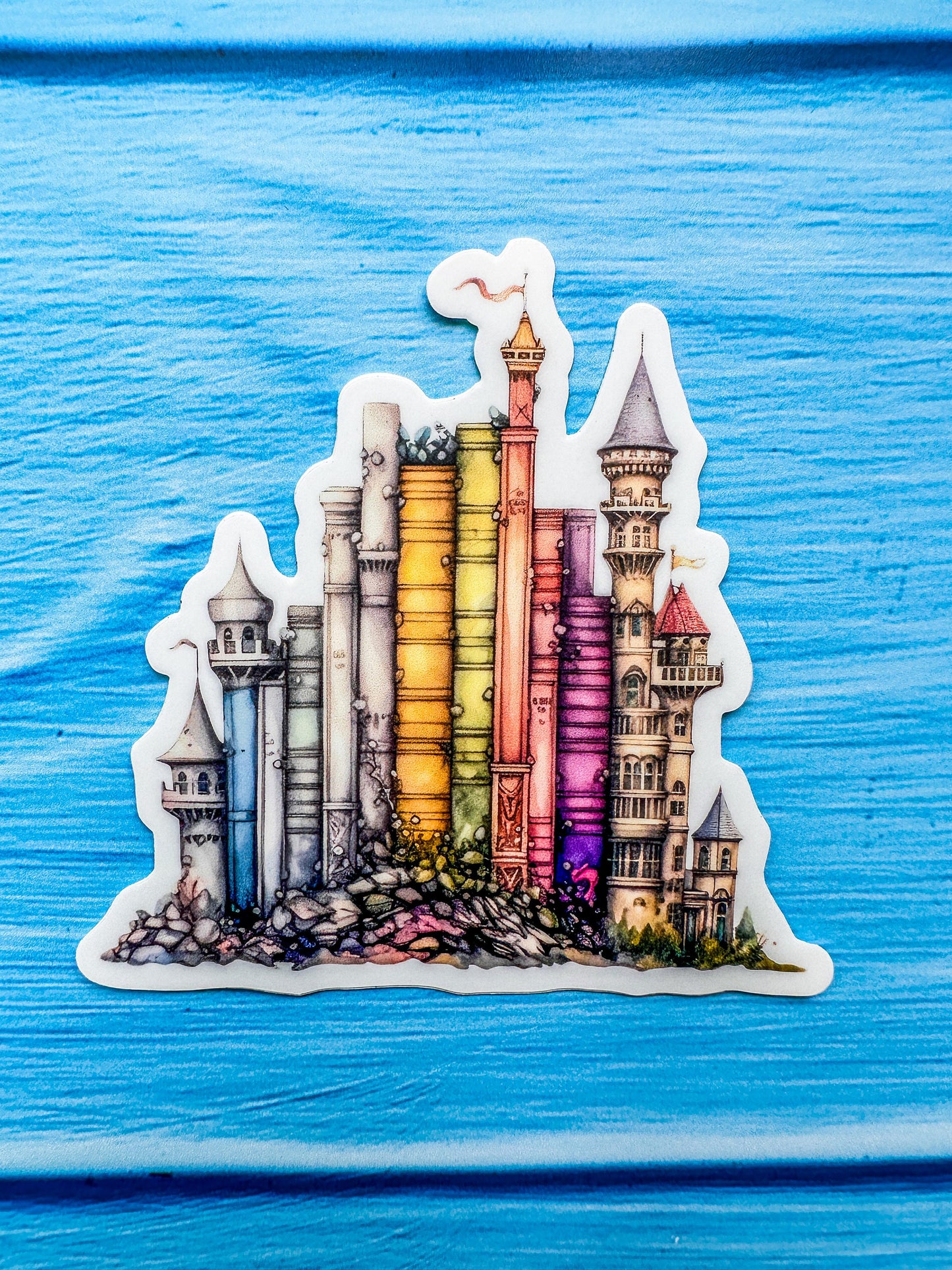 Fantasy Castle of Books die cut sticker