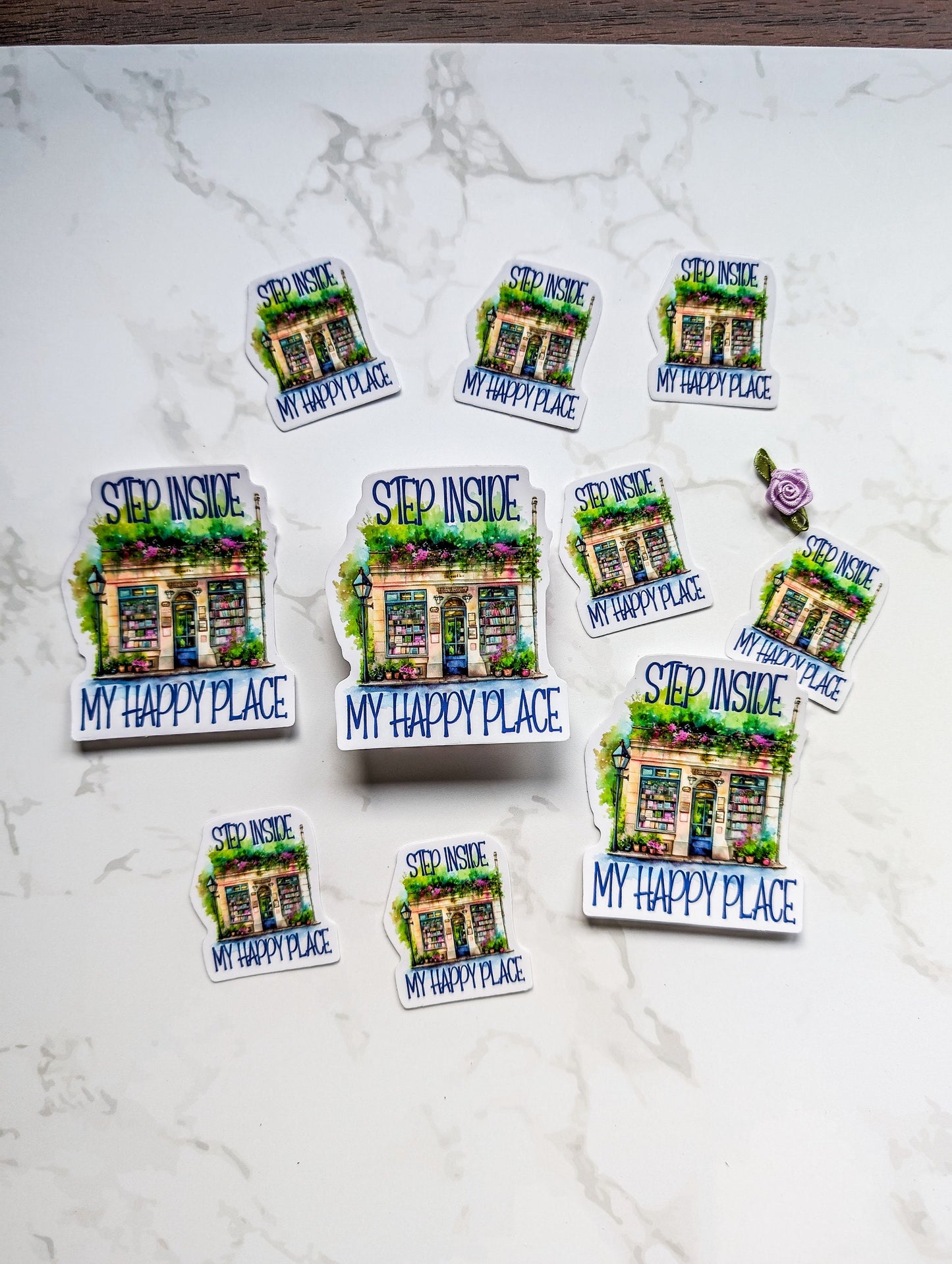 Step Inside My Happy Place Bookshop die cut stickers