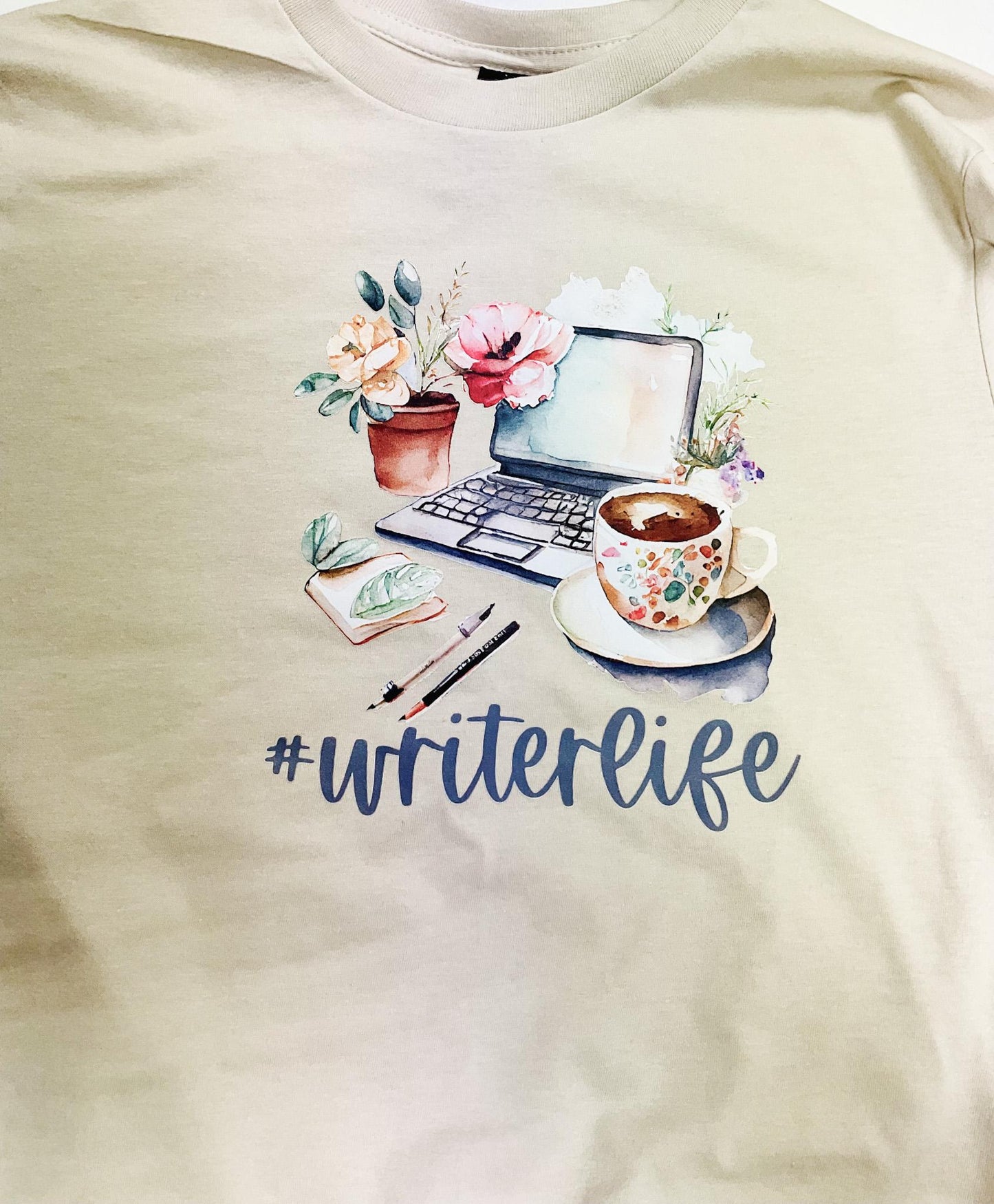 Writer Life T-Shirt, sand graphic tee