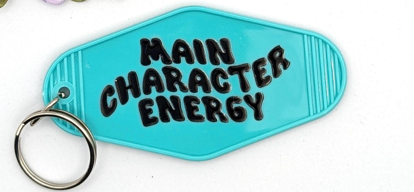 Main Character Energy Motel Keychain, retro keyring