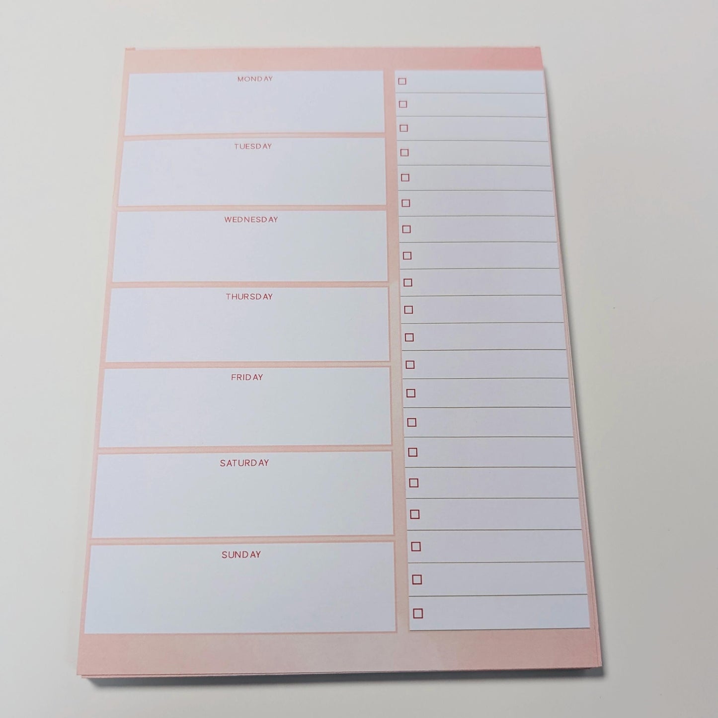 Blush Weekly Planner Pad, A5 notepad, hand made