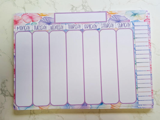 Watercolor Floral Weekly Planner Pad, A4 Notepad