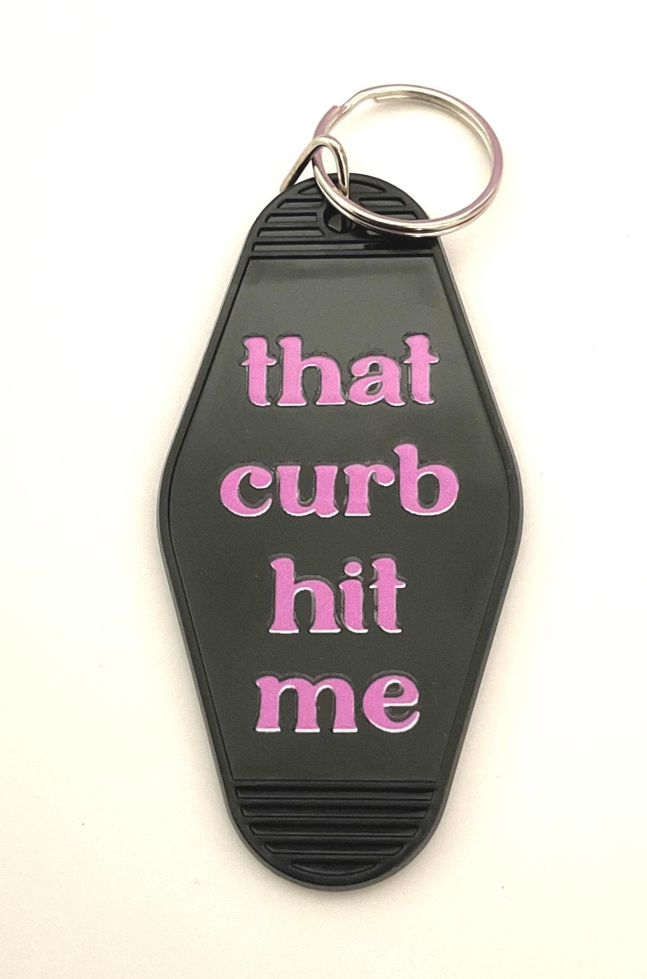 That Curb Hit Me Motel Keychain, retro keyring
