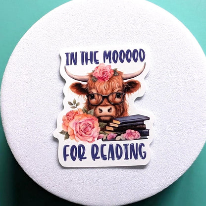 In the Moood for reading, die cut sticker