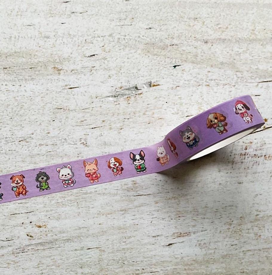 Dogs With Coffee Washi Tape, Decorative Paper Tape, 15mm
