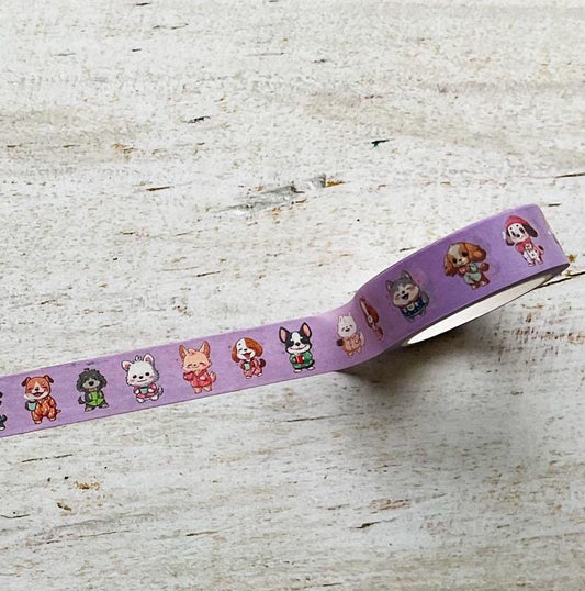 Dogs With Coffee Washi Tape, Decorative Paper Tape, 15mm