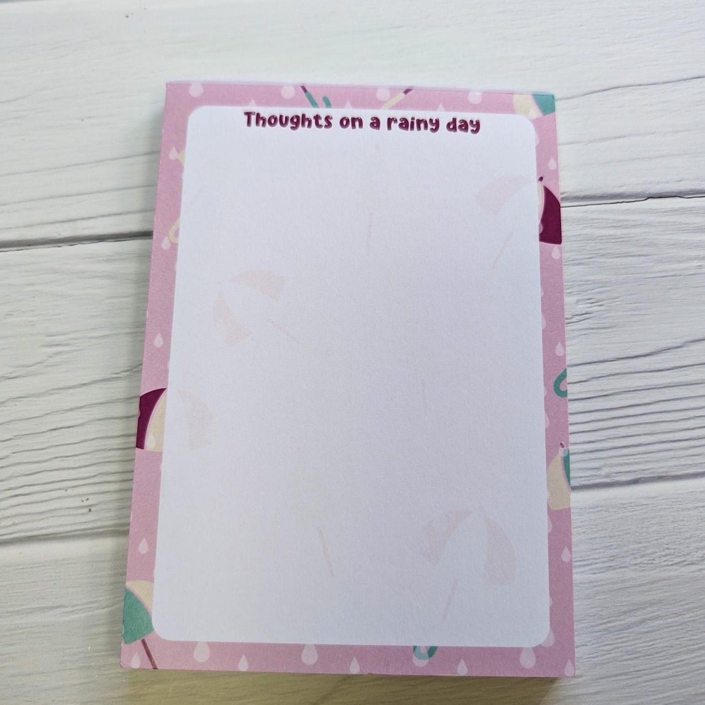 Thoughts On A Rainy Day A6 Notepad, jotter