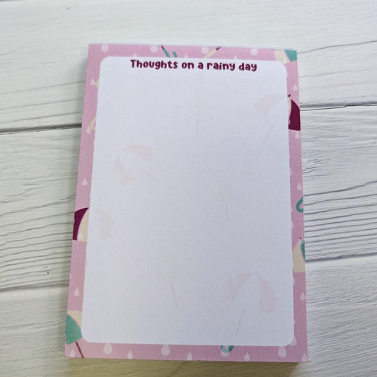 Thoughts On A Rainy Day A6 Notepad, jotter