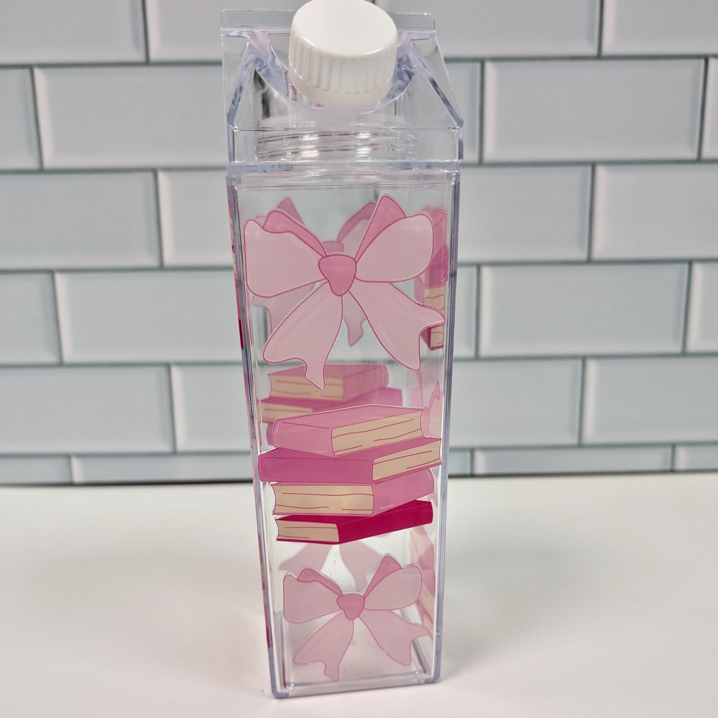 Books & Bows Milk Carton Water Bottle
