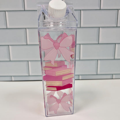 Books & Bows Milk Carton Water Bottle