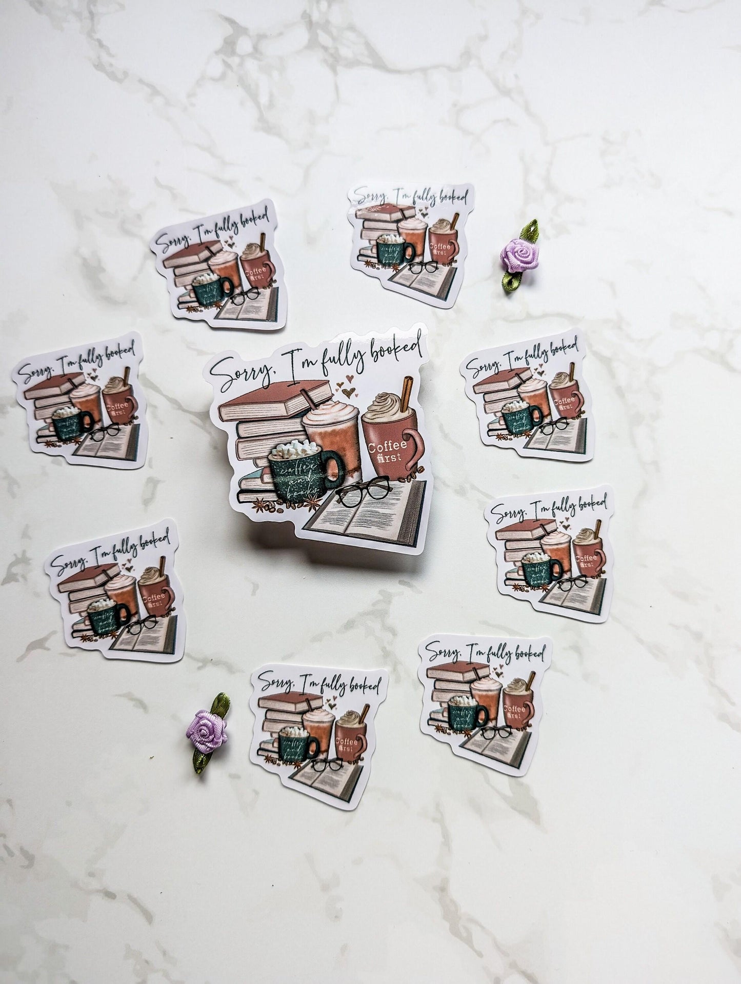 Sorry I'm Fully Booked die cut stickers