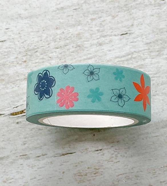 Bold Floral Washi Tape, Decorative Paper Tape, 15mm