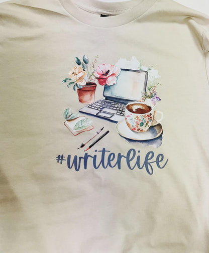 Writer Life T-Shirt, sand graphic tee