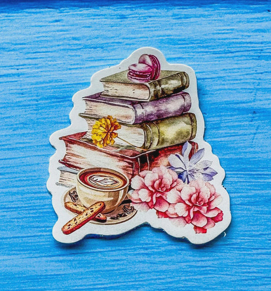 Books and Biscotti die cut sticker