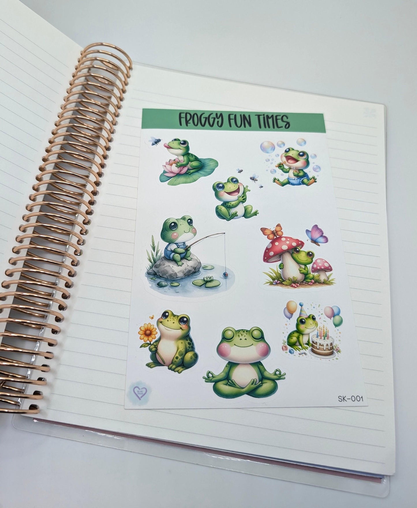 Froggy Fun Times Sticker Sheet, Matt vinyl sticker sheet