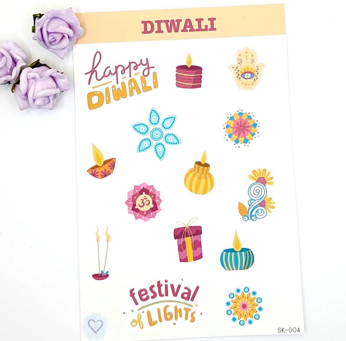 Diwali Sticker Sheet, Matt vinyl sticker sheet