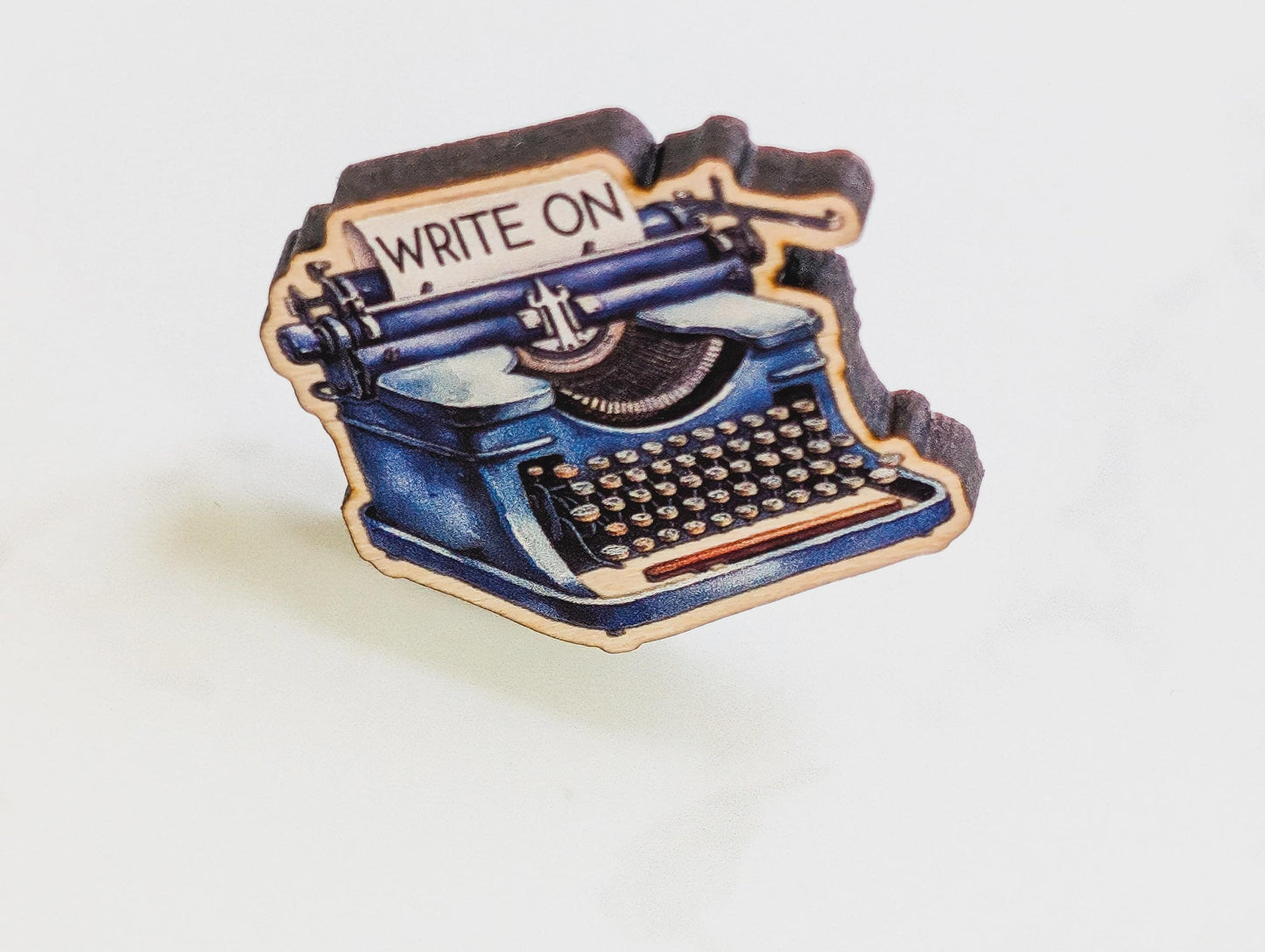 Write On Typewriter Wooden Pin