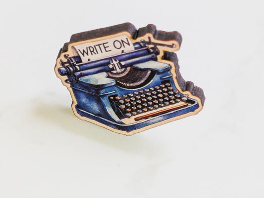Write On Typewriter Wooden Pin