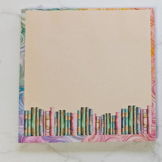 Pastel Rainbow Bookshelf Sticky Notes Pad (Imperfect)