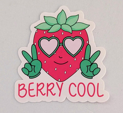 Berry Cool Strawberry Die Cut Sticker