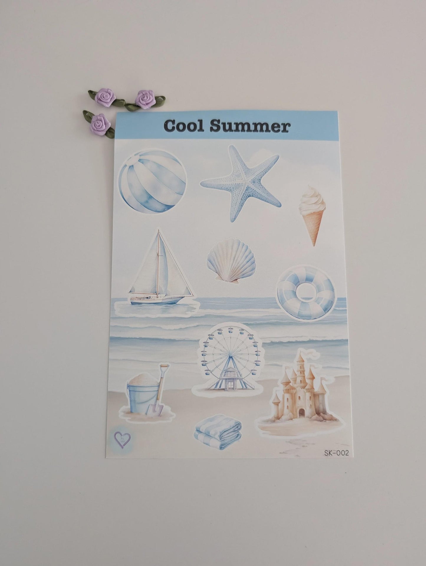 Cool Summer Sticker Sheet, Matt vinyl sticker sheet
