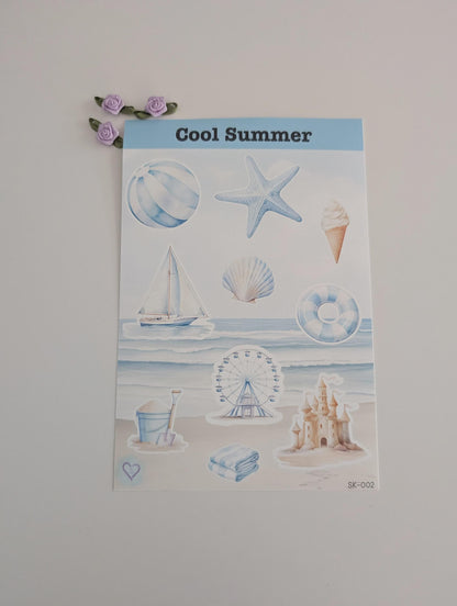 Cool Summer Sticker Sheet, Matt vinyl sticker sheet