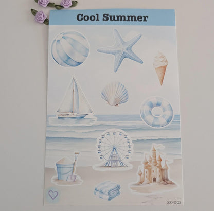 Cool Summer Sticker Sheet, Matt vinyl sticker sheet