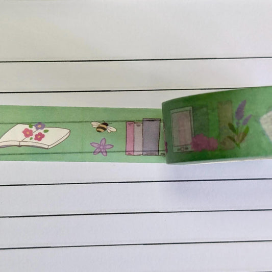 Spring Reading Washi Tape, Book Lovers Decorative Tape