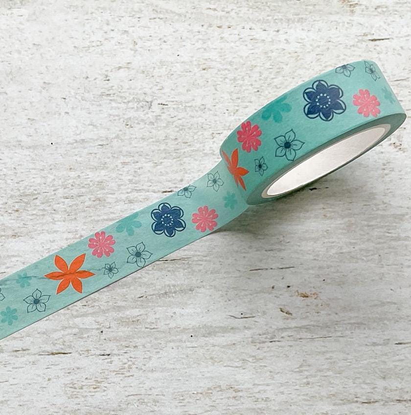Bold Floral Washi Tape, Decorative Paper Tape, 15mm