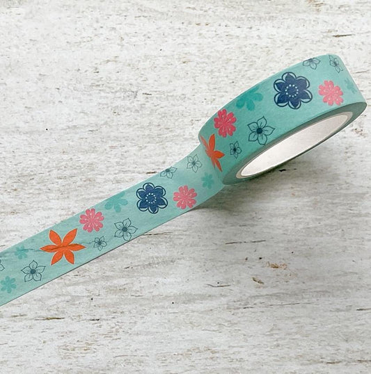 Bold Floral Washi Tape, Decorative Paper Tape, 15mm