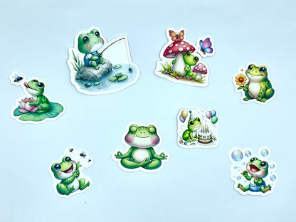 Froggy Fun Times Sticker Sheet, Matt vinyl sticker sheet