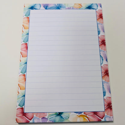 Rainbow Florals Notepad, A5 lined notepad, handmade