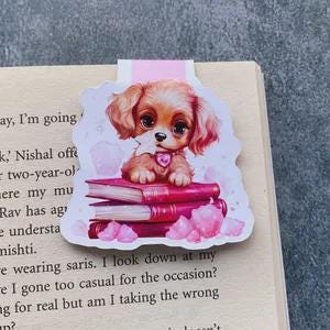 Reading Puppy Magnetic Bookmark