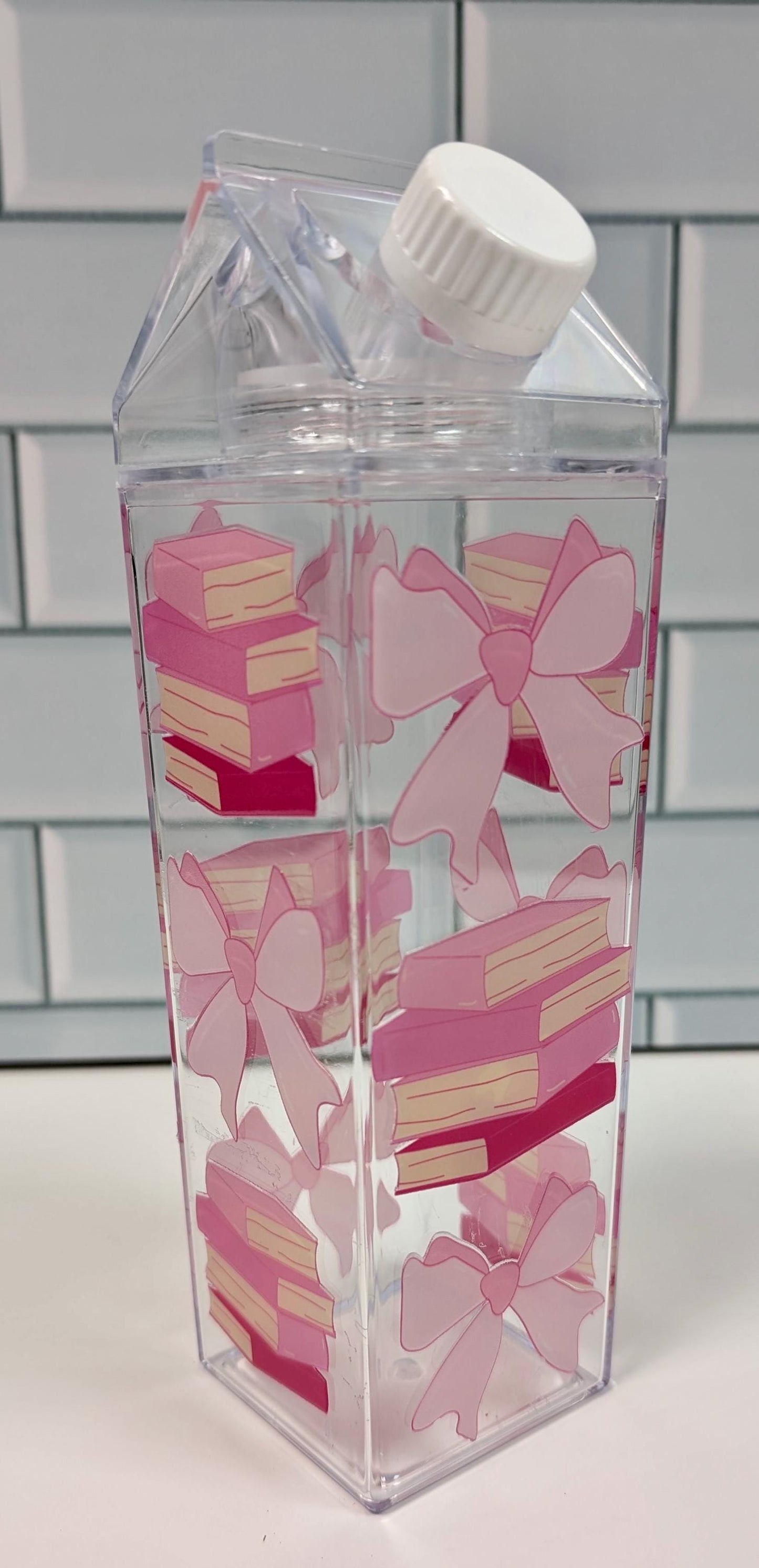 Books & Bows Milk Carton Water Bottle