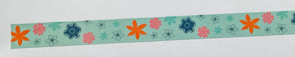 Bold Floral Washi Tape, Decorative Paper Tape, 15mm