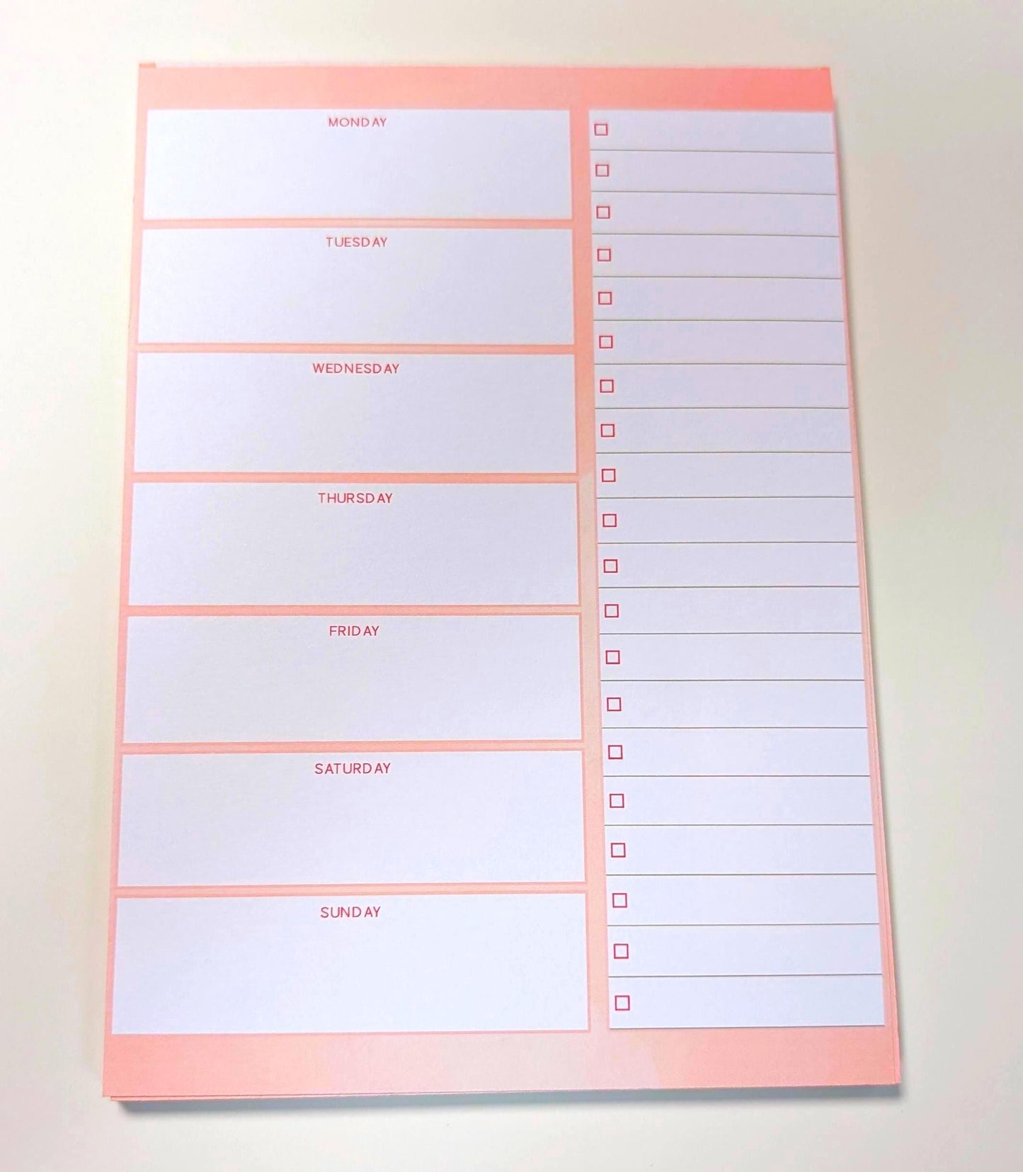 Blush Weekly Planner Pad, A5 notepad, hand made