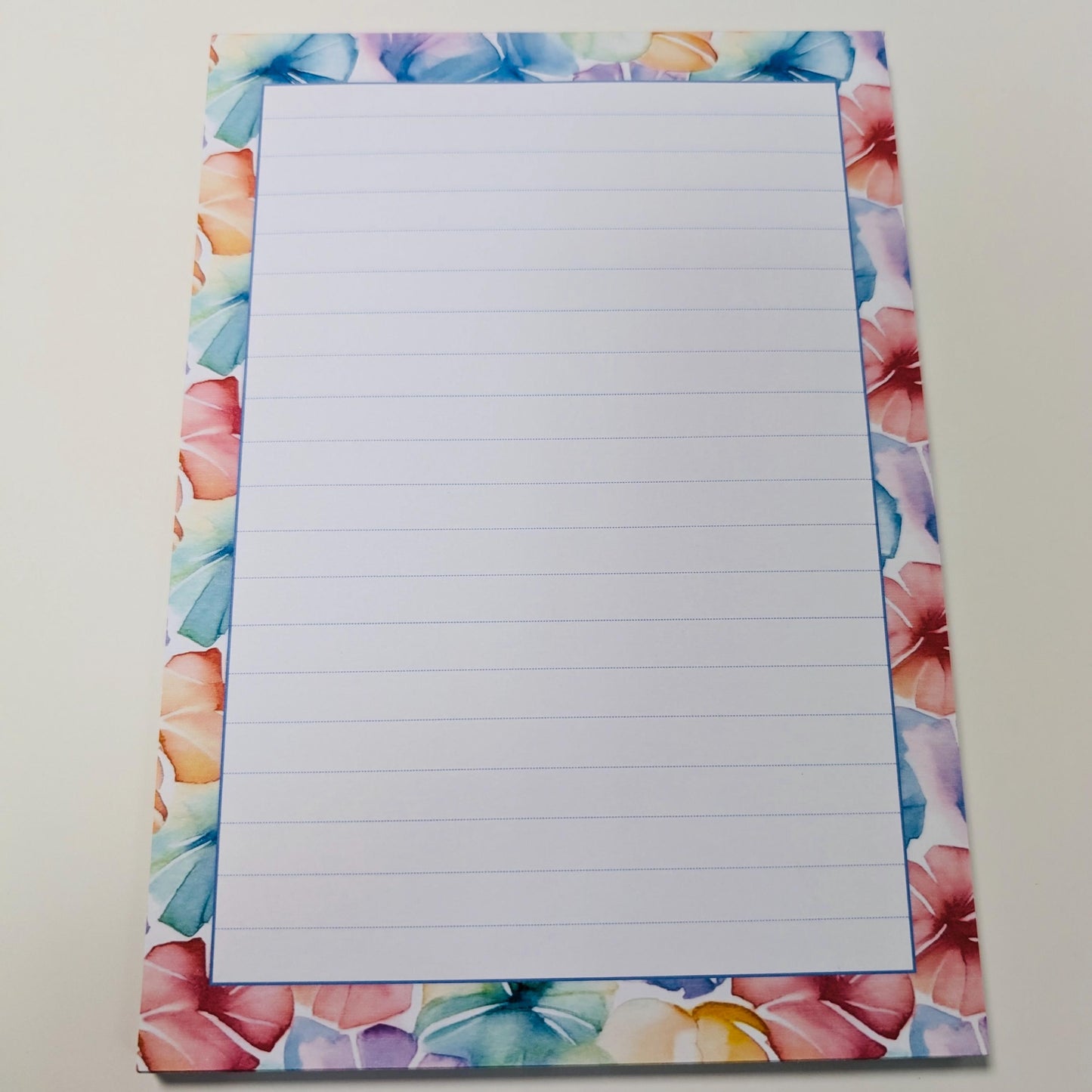 Rainbow Florals Notepad, A5 lined notepad, handmade