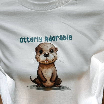 Otterly Adorable long-sleeve t-shirt in white