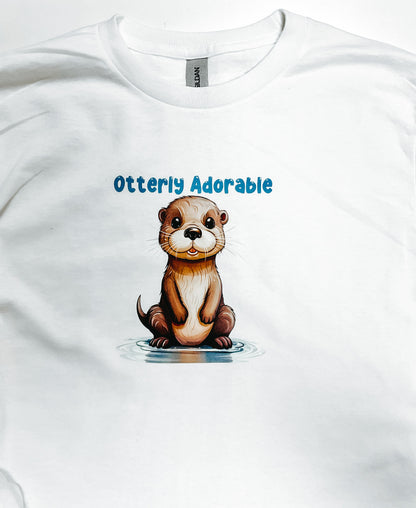 Otterly Adorable long-sleeve t-shirt in white
