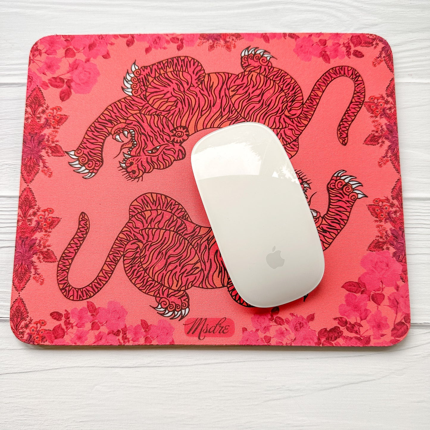 Tiger with Roses Mousemat, mouse pad