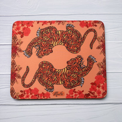 Tiger with Roses Mousemat, mouse pad