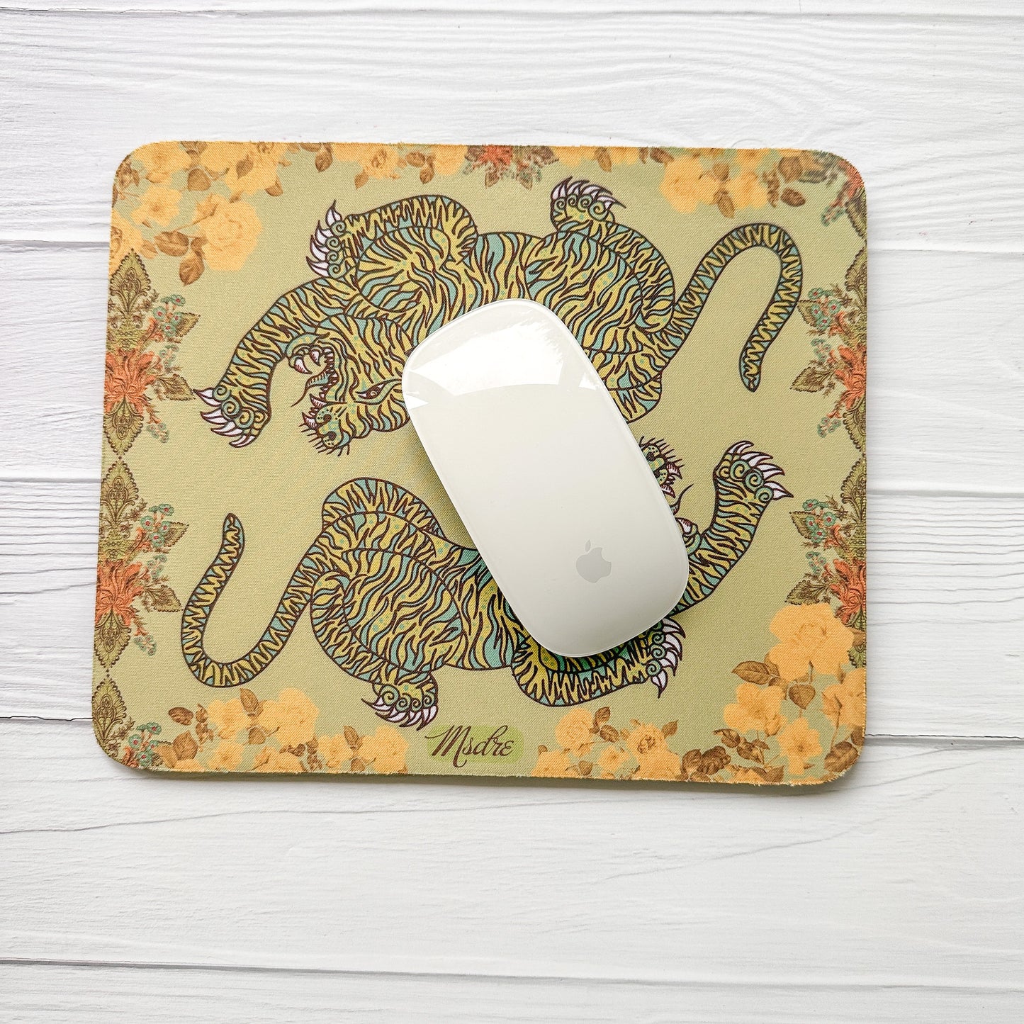 Tiger with Roses Mousemat, mouse pad