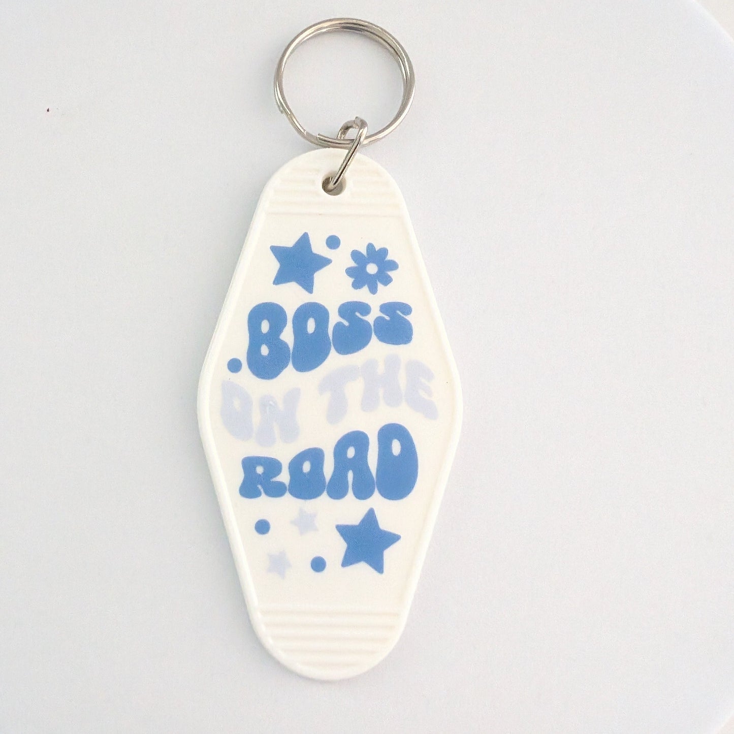 Boss On The Road Motel Keyring, retro keychain