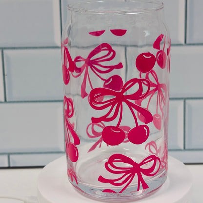Cherries Glass Can, 16oz, Libbey Glass