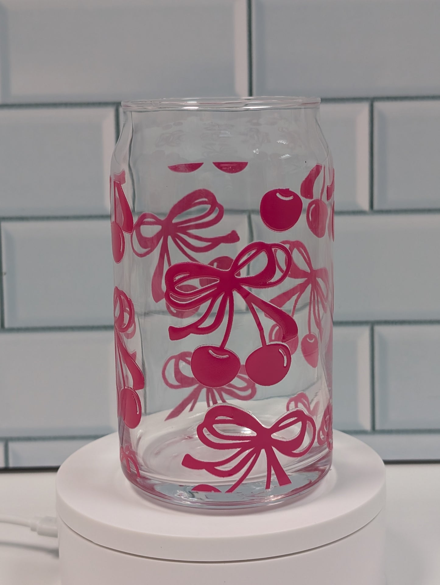 Cherries Glass Can, 16oz, Libbey Glass